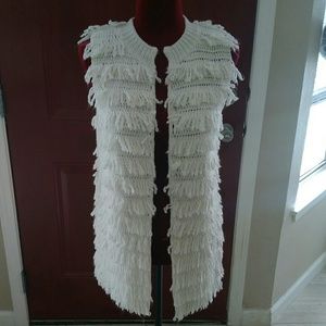 Rampage White Fringe Vest